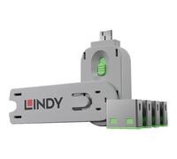 LINDY Verrouillage de port USB USB-Lock + Key jeu de 4 vert avec 1 clé 40451