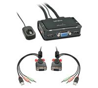 Lindy VGA KVM Switch Compact USB 2.0 Audio 2 Port - Commutateur écran-clavier-souris/audio/USB - 2 x KVM / audio / USB - 1 utilisateur local - de bureau