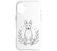 Line Art Basenji Minimalist Barkless Dog Coque pour iPhone 16 Plus