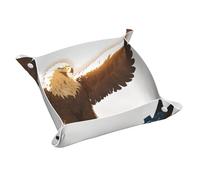 Line Art Eagle Plateau de rangement en cuir pour porte-clés, pièces de monnaie, montres, boucles d'oreilles et autres accessoires, indispensable pour la maison