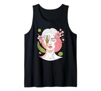 Line Art Femme Fleur Matcha Thé Fouet Cheveux Fleurs Femmes Débardeur
