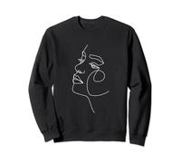 Line Art Femme Visage Abstrait Minimaliste Nouveauté Amoureux Cadeau Sweatshirt