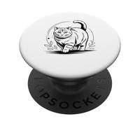 Line Art Munchkin Cat Minimalist Sausage Cat PopSockets PopGrip Adhésif