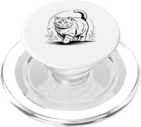 Line Art Munchkin Cat Minimalist Sausage Cat PopSockets PopGrip pour MagSafe