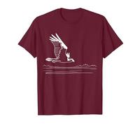 Line Art Oiseau et ornithologue Balbuzard pêcheur T-Shirt, Homme, Marron, S