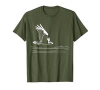 Line Art Oiseau et ornithologue Balbuzard pêcheur T-Shirt, Homme, Olive, S