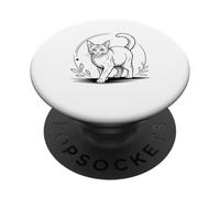 Line Art Somali Cat Minimalist Somalis Fox Cats PopSockets PopGrip Adhésif