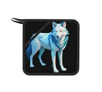 Line Art Wolf Tapis de casserole résistant à la chaleur - Tapis isolant carré de 18 cm, adapté pour la cuisine, la pâtisserie, les casseroles chaudes, etc.