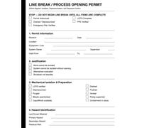 Line Break / Process Opening Permit Logbook: OSHA-Aligned Isolation, Depressurization, Exposure Control Records for Industrial Maintenance, Energy ... Safety, and Workplace Hazard Documentation