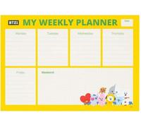 Line Friends BT21, agenda semainier A4 54 pages, papier décoratif, détachable, blanc / jaune