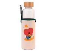 Line Friends BT21 Gourde en Verre 500ml Réutilisable Motif TATA avec Étui