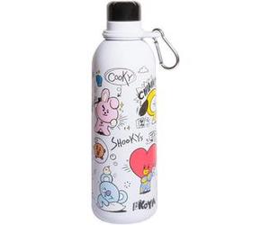Line Friends BT21 Gourde Isotherme 500ml Double Paroi en Acier Inoxydable Blanc / Noir