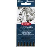 Line Maker Noir, Set De 6, Feutres Fineliner, Pointes Variées, Encre À Séchage Rapide, Idéal Pour Le Croquis, L'écriture, L'illustration Et Le Coloriage, Qualité Professionnelle, 2305559