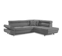 Linea - Canapé d'angle droit convertible scandinave - L 252 x P 190cm Couleur - Gris clair - Gris clair