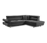 Linea - Canapé d'angle Droit convertible scandinave - L 252 x P 190cm - Gris foncé Gris foncé G