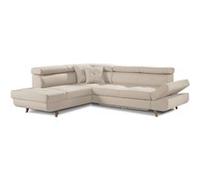 Linea - Canapé d'angle Gauche convertible scandinave - L 252 x P 190cm - Beige Beige G