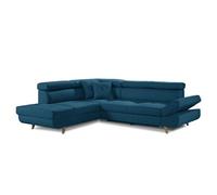 Linea - Canapé d'angle Gauche convertible scandinave - L 252 x P 190cm - Bleu canard