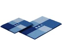 Linea Due Tapis de Bain 3D, Ultra Doux et Absorbant, Antidérapant, 5 Ans de Garantie, MERKUR, Set de 2 Pièces 40x50+50x80 cm, Bleu