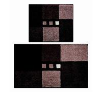 Linea Due Tapis de Bain 3D, Ultra Doux et Absorbant, Antidérapant, 5 Ans de Garantie, MERKUR, Set de 2 Pièces 40x50+50x80 cm, Marron