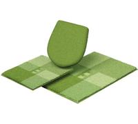 Linea Due Tapis de Bain 3D, Ultra Doux et Absorbant, Antidérapant, 5 Ans de Garantie, MERKUR, Set de 3 Pièces Couverture de WC, 40x50+50x80 cm, Vert
