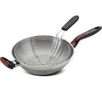 Linea Rossa Wok À Induction Avec Panier À Frire En Acier Inoxydable 18/10 Argenté 28 Cm