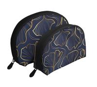 Linéaire Doré Dégradé avec Feuilles De Ginkgo Biloba, Trousse de Maquillage Coquille Femme Petit Porte-Monnaie Trousse de Toilette Trousse à cosmétiques 2 pièces