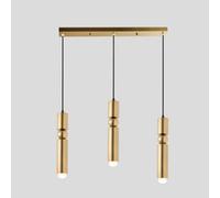Linear 3 Chandelier Contemporary LED Light Fixture Brushed Gold Long Tube Hanging Lamp Farmhouse Black Industrial Cluster Pendant Lighting for Kitchen Bar Dining Room Bedroom
