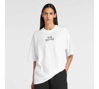 New Balance Femme Trackside Oversized T-Shirt en Blanc, Jersey de Coton, Taille M