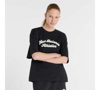 New Balance Linear Heritage Oversized T-shirt Femme - T-Shirts, Noir - Taille XS - Jersey de coton Black XS
