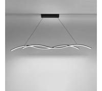 Linear Waving Ceiling Chandelier Light Minimalist LED Pendant Lamp, 6000K Cool White Kitchen Island Lighting Fixture Dining Room Lamps Over Table Long Strip Chandeliers