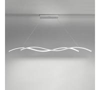 Linear Waving Ceiling Chandelier Light Minimalist LED Pendant Lamp, 6000K Cool White Kitchen Island Lighting Fixture Dining Room Lamps Over Table Long Strip Chandeliers