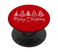 Lineart Minimal Merry Christmas Graphic PopSockets PopGrip Adhésif