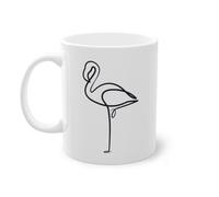 Lineart Tasse à café pour amoureux des Américains | Lesser Phoenicopterus Flamingo Tasse blanche (07961B)