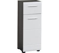 LineBad Armoire de toilette, 1 porte, 1 tiroir, argent fumé, blanc brillant.