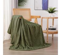 Linecooo Couverture polaire en flanelle et microfibre à motif à rayures pour canapé-lit, 127 x 152,4 cm, super douce et confortable, légère pour adultes, femmes et filles, vert olive