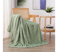 Linecooo Couverture polaire en flanelle microfibre et microfibre avec motif à rayures pour canapé-lit, 127 x 152,4 cm, vert sauge, pour adultes, femmes et filles
