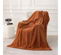 Linecooo Couverture polaire pour canapé-lit - Couverture polaire super douce et confortable en microfibre avec motif à rayures pour adultes, femmes, 127 x 152,4 cm, orange brûlé