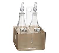 LINEE Recanati MediterRANEA Porte-sel et poivre en PMMA et verre 14 x 7 x 21 cm - Duo Condiments de Table Moderne - Fabriqué en Italie (Marron Satiné)