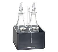 LINEE Recanati MediterRANEA Porte-sel et poivre en PMMA et verre 14 x 7 x 21 cm - Duo Condiments de Table Moderne - Fabriqué en Italie (Gris Satiné)
