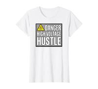 Lineman Danger High Voltage Hustle Electrical Work T-Shirt Graphique avec Valeur, Femme, Blanc, L