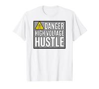 Lineman Danger High Voltage Hustle Electrical Work T-Shirt Graphique avec Valeur, Homme, Blanc, L