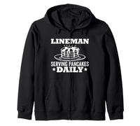 Lineman Pancake Service Quotidien pour Pancakes Texte Blanc Sweat à Capuche