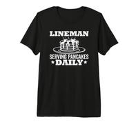 Lineman Pancake Service Quotidien pour Pancakes Texte Blanc T-Shirt Haut de Gamme