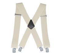 Linemoon Bretelles robustes pour homme - 5,1 cm de large - Élastique réglable, ivoire, taille unique