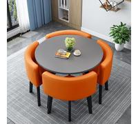 Linen C Ensemble De Table à Manger Carrée Ronde avec Chaises pour Petit Espace Table Et Chaises De Cuisine Moderne 5 Pièces Tables Et Chaises De Cuisine Peu Encombrantes, Leather W