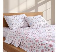 Linen Closet Ensemble de draps en Flanelle 100% Coton, Douce et Confortable, pour Grand lit - Motif étoile glacée