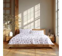 Linen Closet Ensemble de draps en Flanelle 100% Coton, Douce et Confortable, pour Grand lit - Motif Fleur Blush