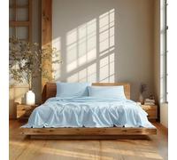 Linen Closet Parure de lit 100% Percale de Coton 160 g/m², Grand lit, Bleu Ciel