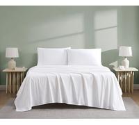 Linen Closet Parure de lit 3 pièces en Coton Bio 300 Fils au Pouce carré pour lit Simple, Blanc Arctique