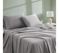 Linen Closet Parure de lit 4 pièces 100% Coton Bio pour Grand lit - Tissage en Percale Doux, Frais, Doux et Durable, Respirant, Poches Profondes pour Matelas jusqu'à 45,7 cm - Gris foncé